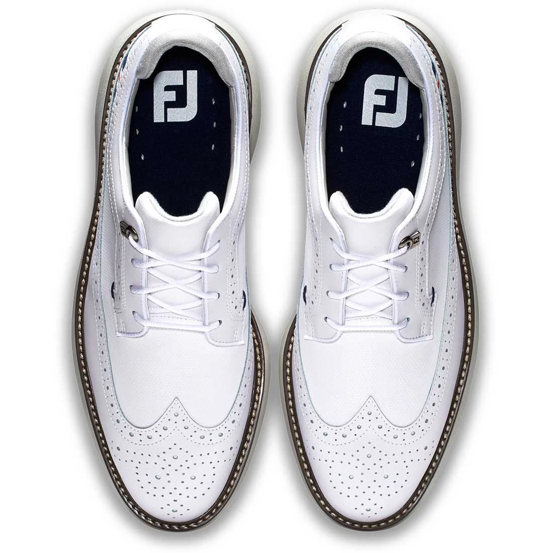 FootJoy Traditions Wing Tip Golf Shoes White/Navy/Grey - Image 7