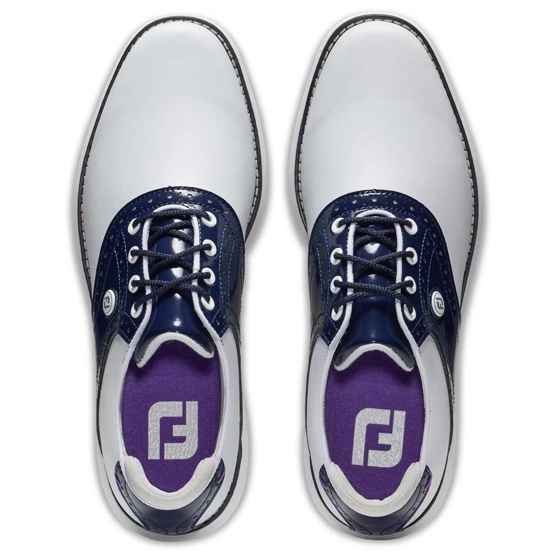 FootJoy Women's Traditions SL Golf Shoes White/Navy - Image 6